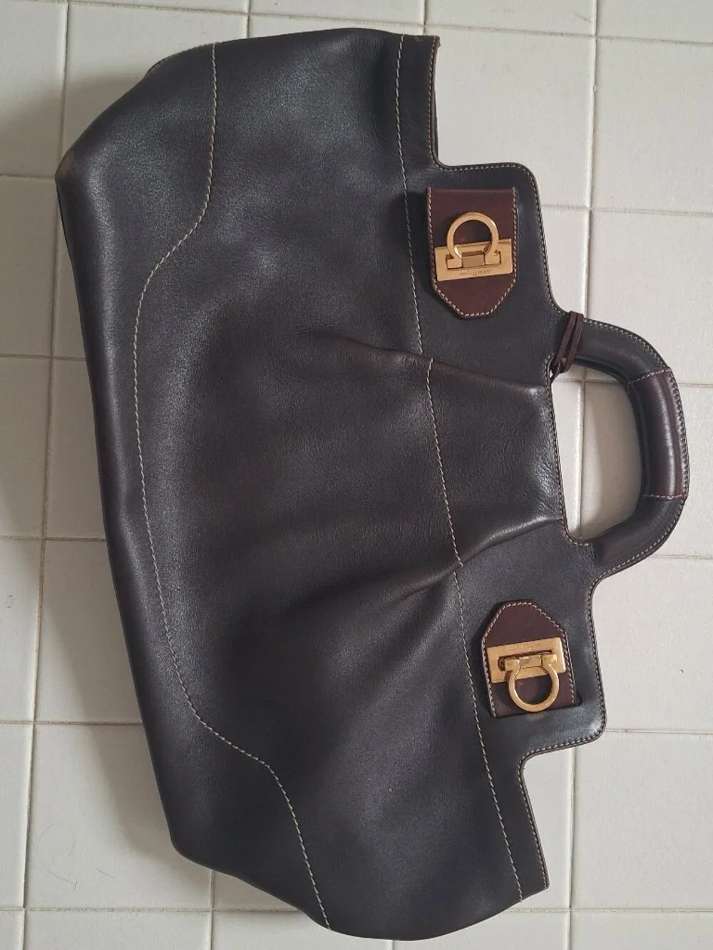 Vintage Ferragamo Brown leather bag